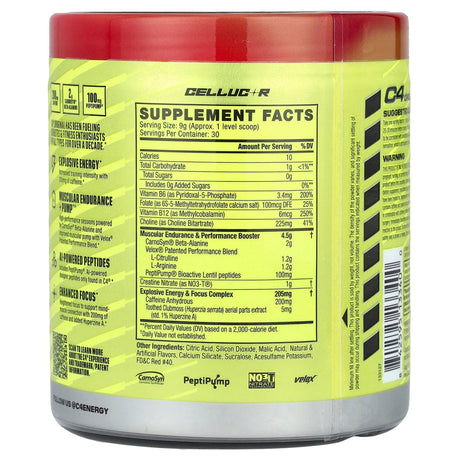 Cellucor, C4 Original, Pre-Workout, Hawaiian Punch®, Fruit Juicy Red®, 9.5 oz (270 g) - Supply Center USA