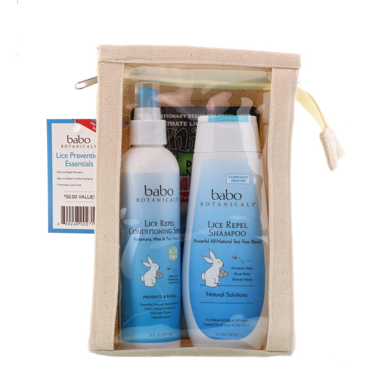 Babo Botanicals, Lice Prevention Essentials Gift Set, 2 Pieces Plus Nit - Supply Center USA