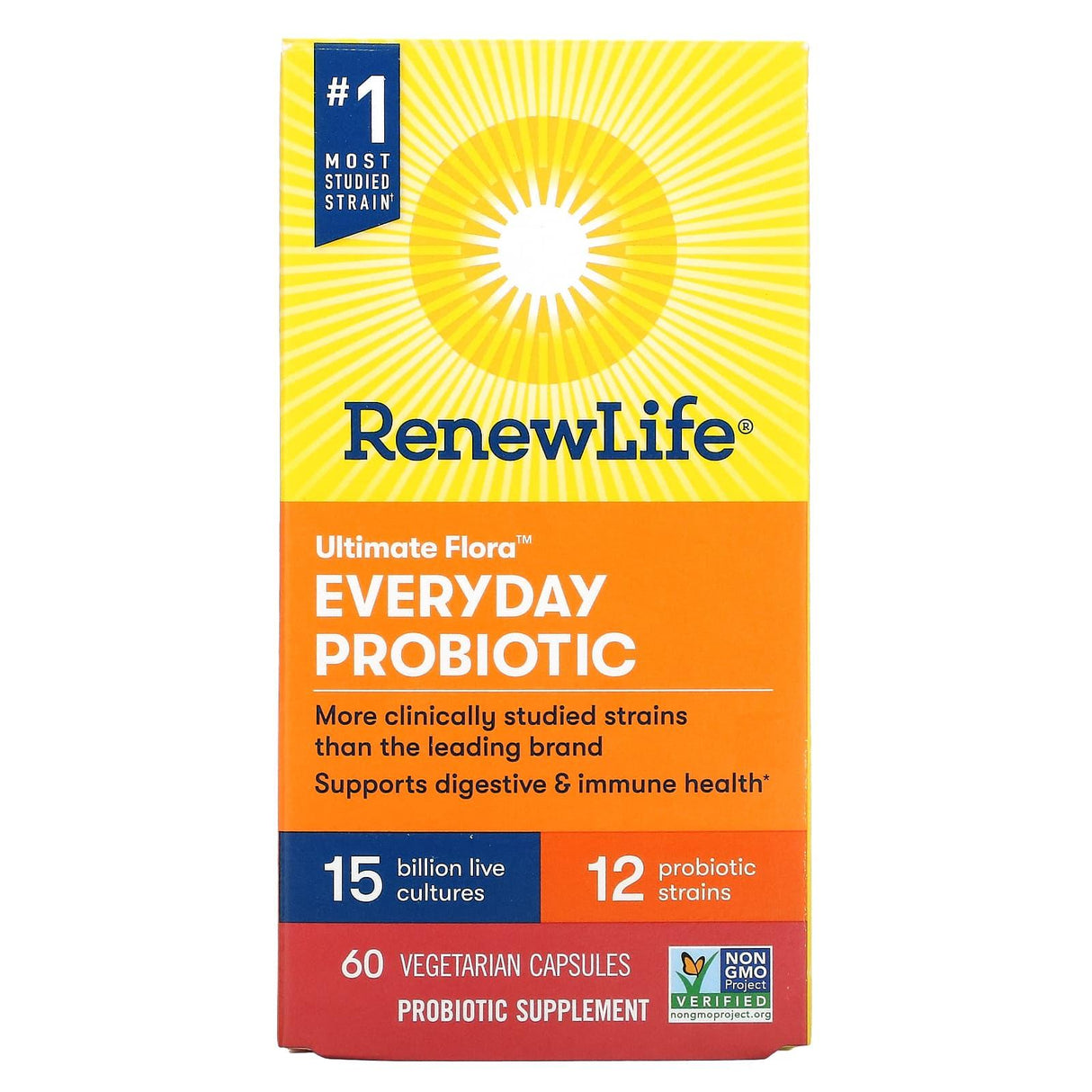 Renew Life, Ultimate Flora Everyday Probiotic, 15 Billion CFU, 60 Vegetarian Capsules - Supply Center USA