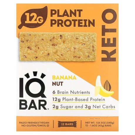 IQBAR, Plant Protein Bar, Almond Butter Chip, 12 Bars, 1.6 oz (45 g) Each - Supply Center USA