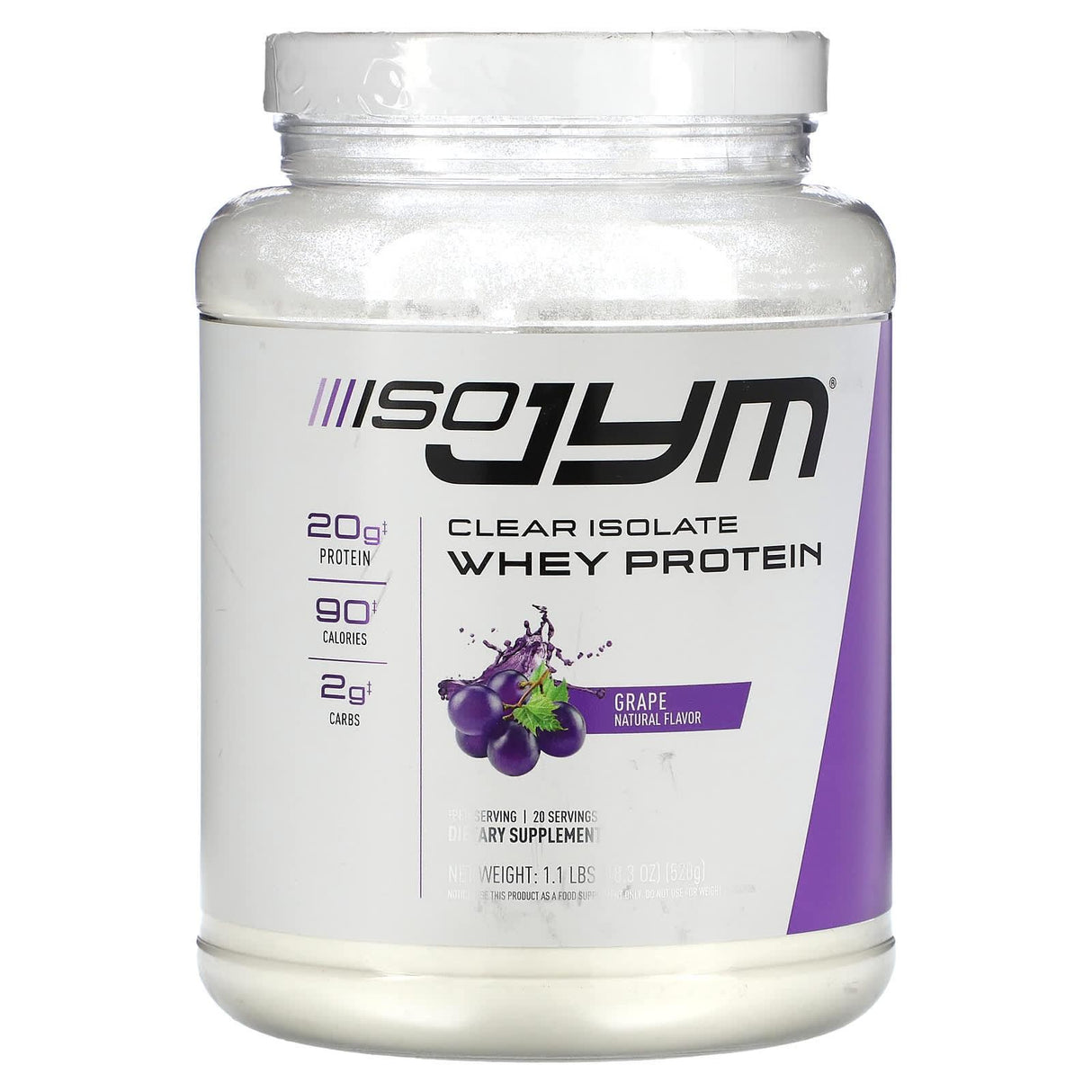 JYM Supplement Science, Clear Isolate Whey Protein, Grape, 1.1 lbs (18.3 oz) - Supply Center USA