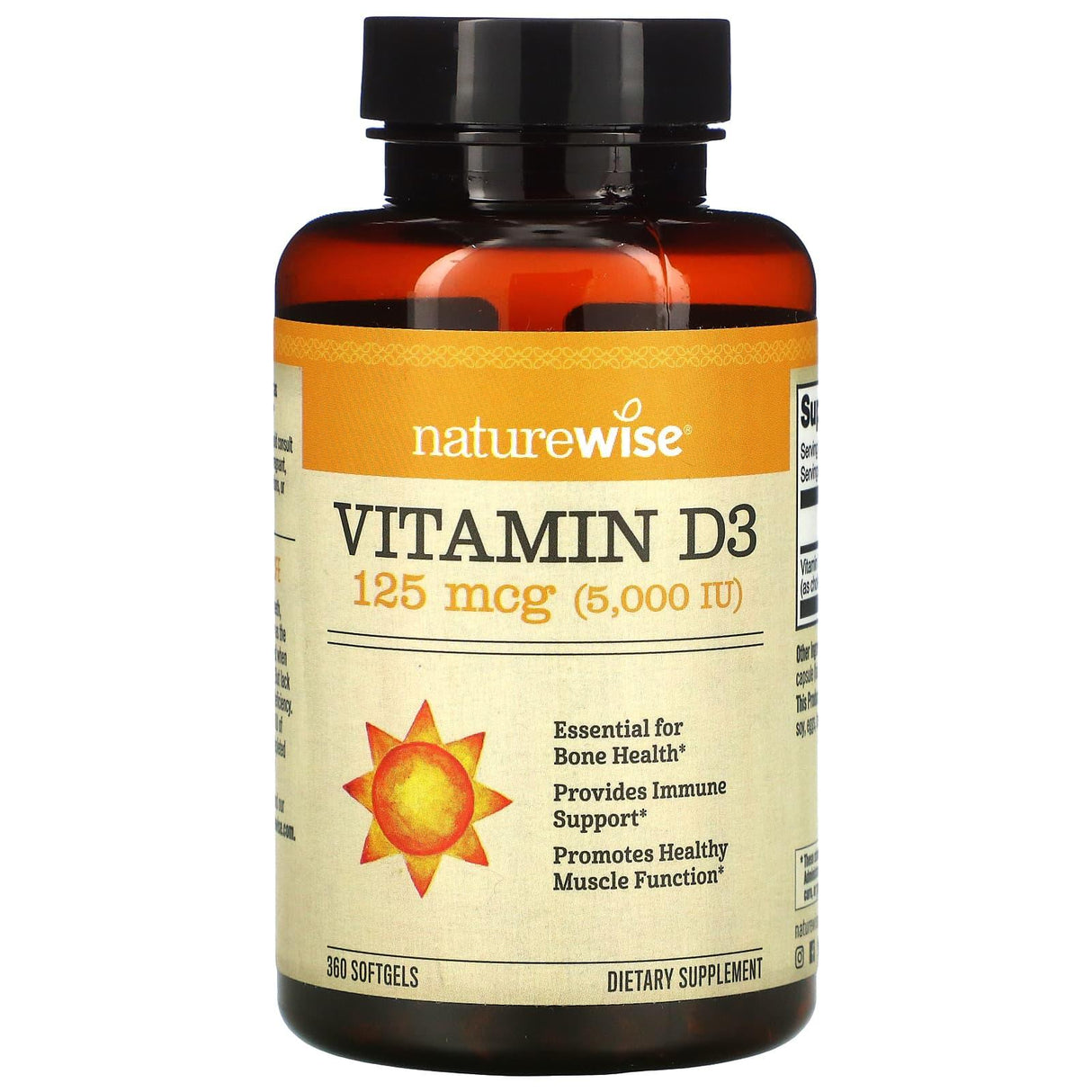 NatureWise, Vitamin D3, 125 mcg (5,000 IU), 360 Softgels - Supply Center USA