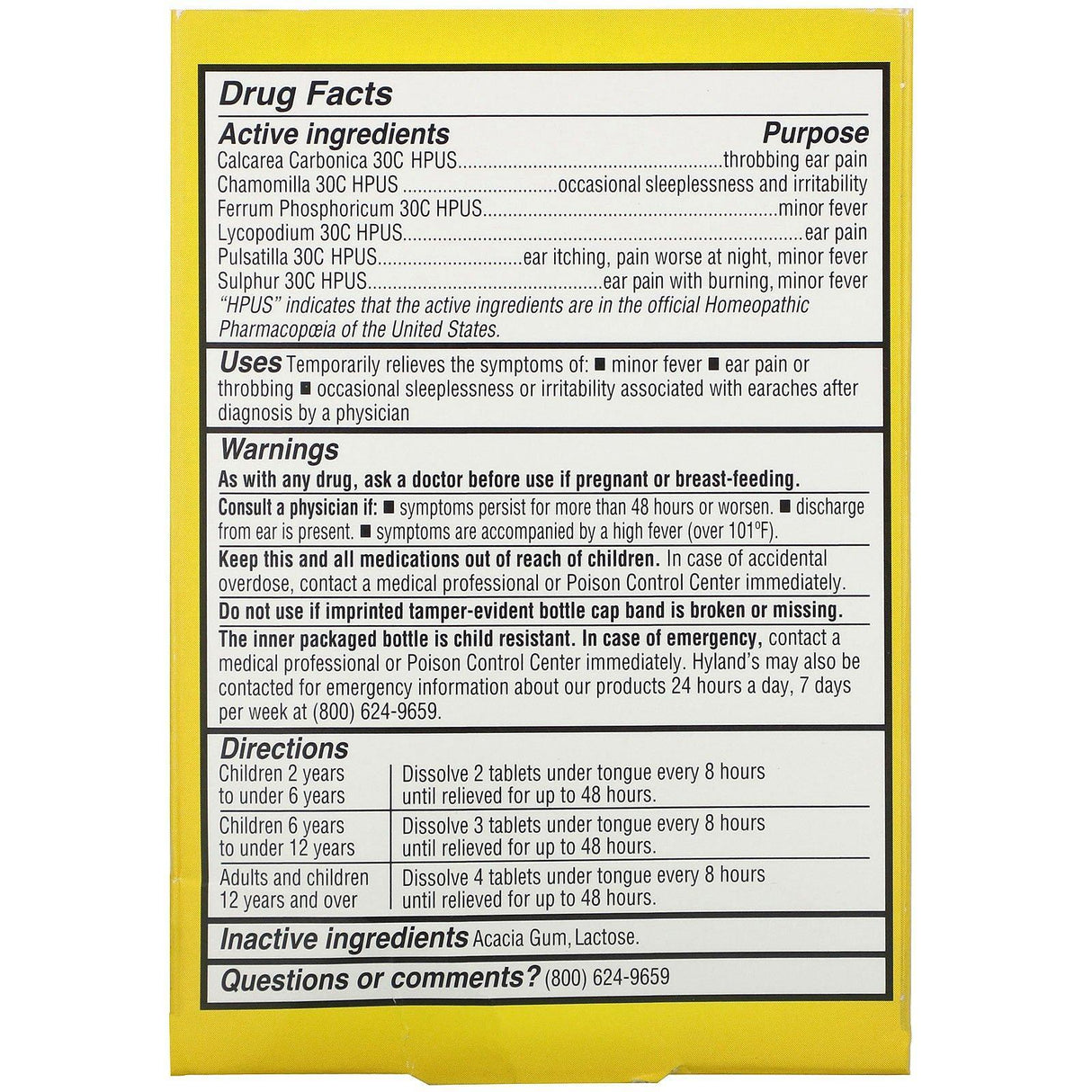 Hyland's, 4 Kids, Earache Relief, Ages 2-12, 40 Quick-Dissolving Tablets - Supply Center USA