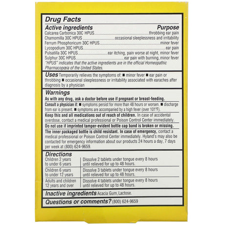 Hyland's, 4 Kids, Earache Relief, Ages 2-12, 40 Quick-Dissolving Tablets - Supply Center USA