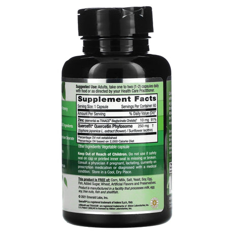 Emerald Laboratories, Quercetin Phytosome+, 250 mg, 60 Vegetable Caps - Supply Center USA