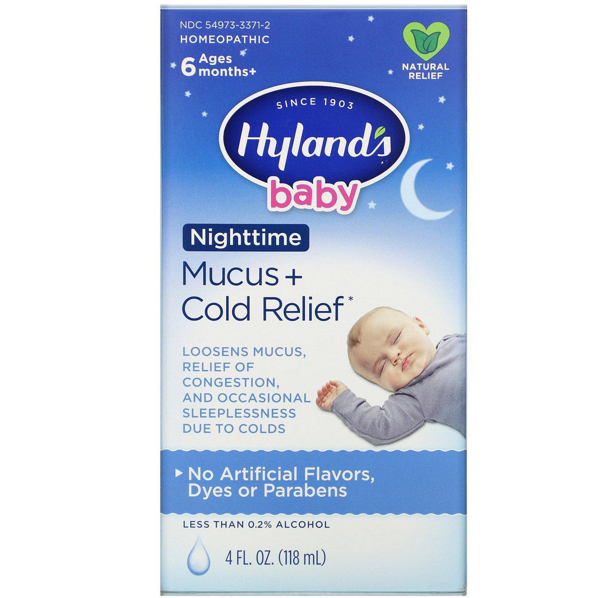 Hyland's, Baby, Nighttime Mucus + Cold Relief, Ages 6 Months+, 4 fl oz (118 ml) - Supply Center USA