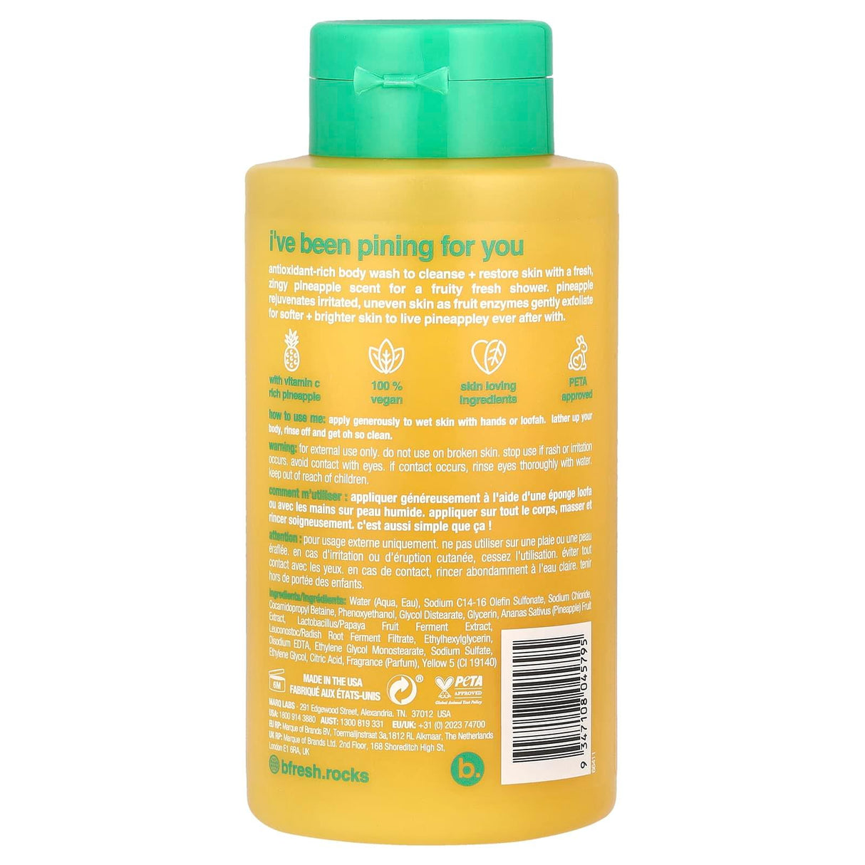 b.fresh, Pineappley Ever After, Antioxidant-Rich Body Wash, Tropicalicious, 16 fl oz (473 ml) - Supply Center USA