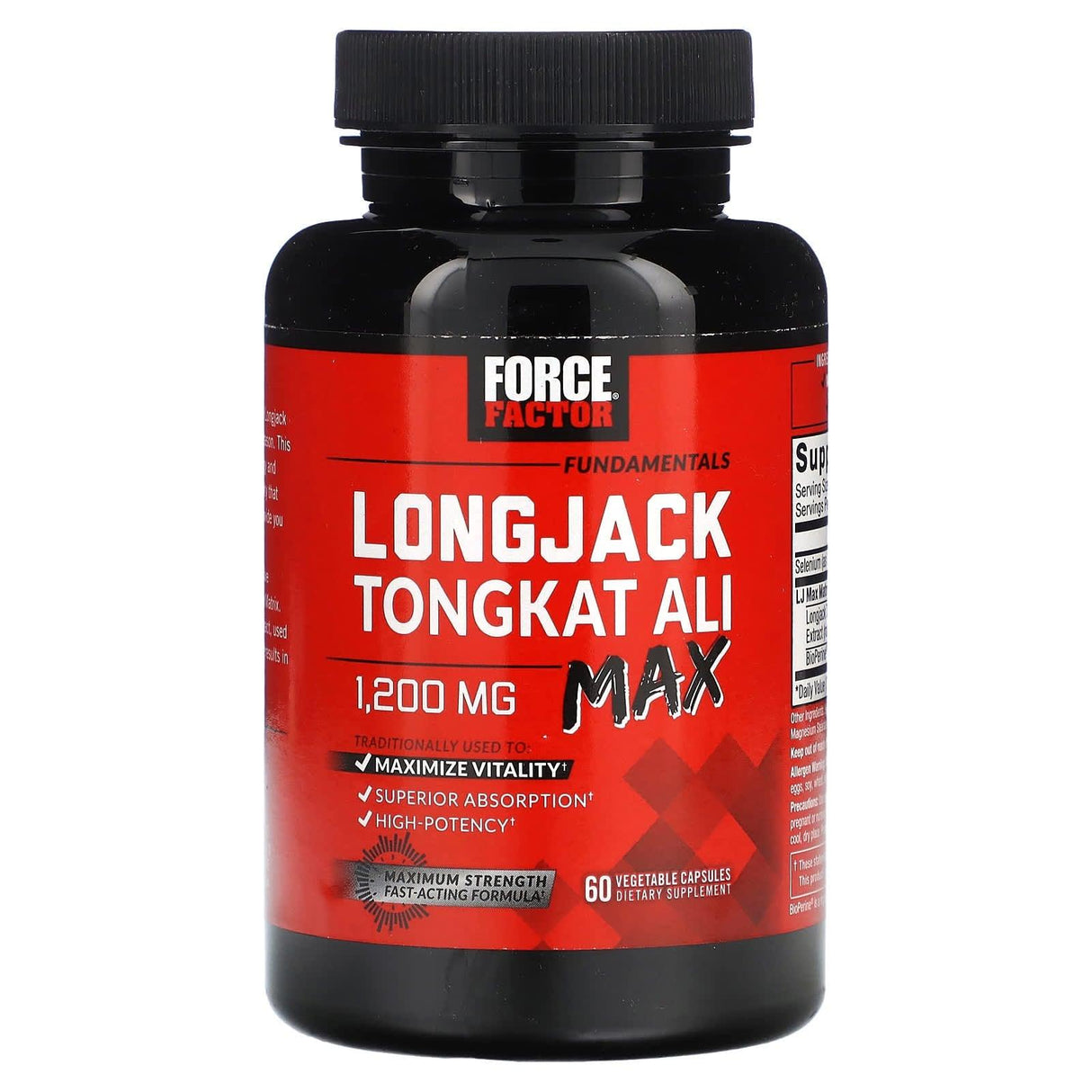 Force Factor, Fundamentals, LongJack Tongkat Ali Max, 1,200 mg, 60 Vegetable Capsules - Supply Center USA