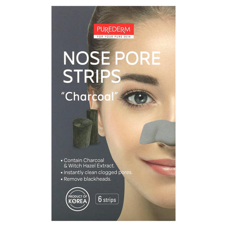 Purederm, Nose Pore Strips, Charcoal , 6 Strips - Supply Center USA