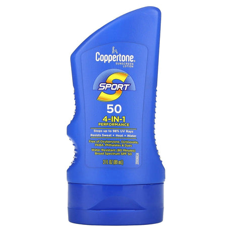 Coppertone, Sport, Sunscreen Lotion, 4-In-1 Performance, SPF 50, 3 fl oz (89 ml) - Supply Center USA