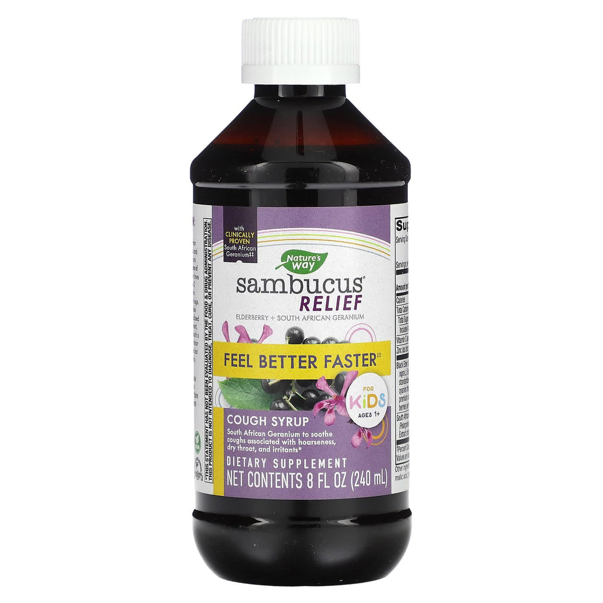 Nature's Way, Sambucus Relief, Cough Syrup, For Kids, Ages 1+, 8 fl oz (240 ml) - Supply Center USA