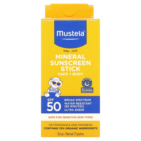 Mustela, Baby - Child Mineral Sunscreen Stick, SPF 50, 0.6 oz (17 g) - Supply Center USA