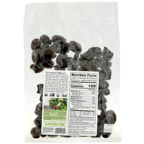 Sunfood, Pitted Peruvian Black Botija Olives, 8 oz (227 g) - Supply Center USA