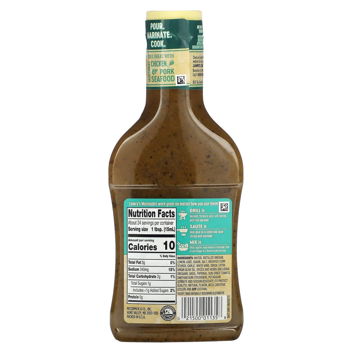 Lawry's, Marinade, White Wine Vinaigrette, 12 fl oz (354 ml) - Supply Center USA