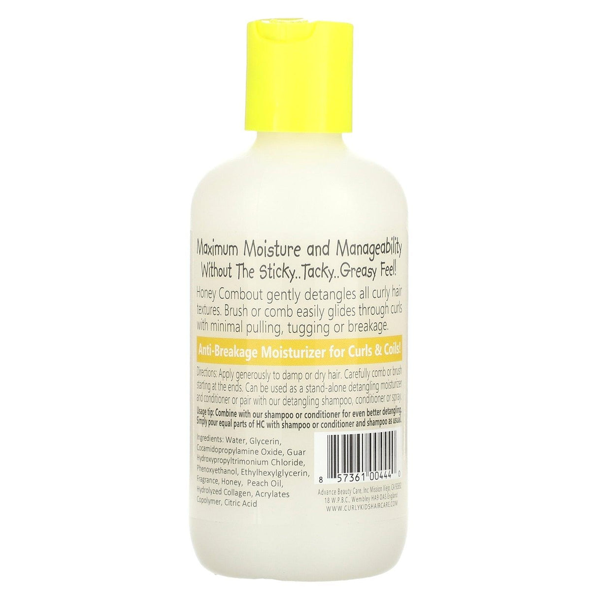 CurlyKids, Honey Combout Moisturizing Detangler, Honey Peach, 6 fl oz (180 ml) - Supply Center USA