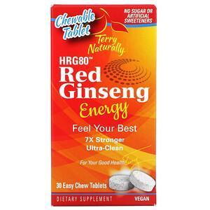 Terry Naturally, HRG80 Red Ginseng Energy, 30 Easy Chew Tablets - HealthCentralUSA