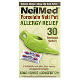 NeilMed, Porcelain Neti Pot, Allergy Relief, 1 Pot, 30 Premixed Packets - Supply Center USA