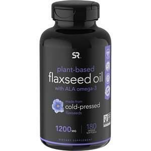 Sports Research, Flaxseed Oil with Plant Based Omega-3, 1,200 mg, 180 Veggie Softgels - Supply Center USA