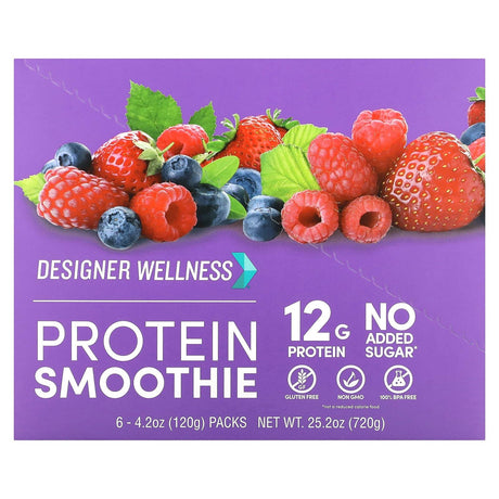 Designer Wellness, Protein Smoothie, Mixed Berry, 12 Pack, 4.2 oz (120 g) Each - Supply Center USA