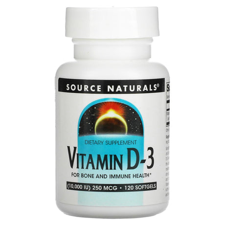 Source Naturals, Vitamin D-3, 10,000 IU (250 mcg), 120 Softgels - Supply Center USA