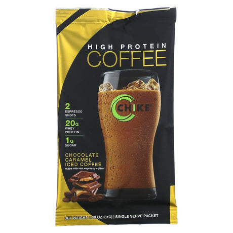 Chike Nutrition, High Protein Iced Coffee, Chocolate Caramel, 12 Packets, 1.09 oz (31 g) Each - Supply Center USA