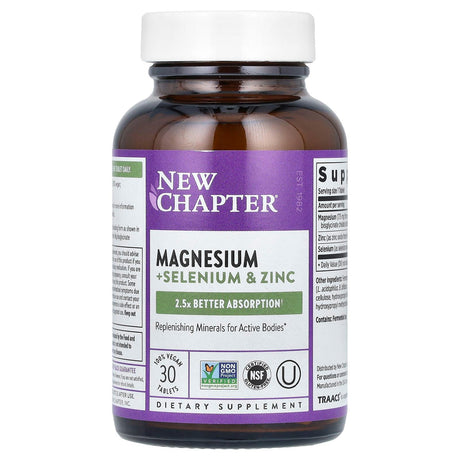 New Chapter, Magnesium + Selenium & Zinc, 30 Vegan Tablets - Supply Center USA