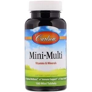 Carlson Labs, Mini-Multi, Vitamins & Minerals, Iron-Free, 180 Tablets - Supply Center USA