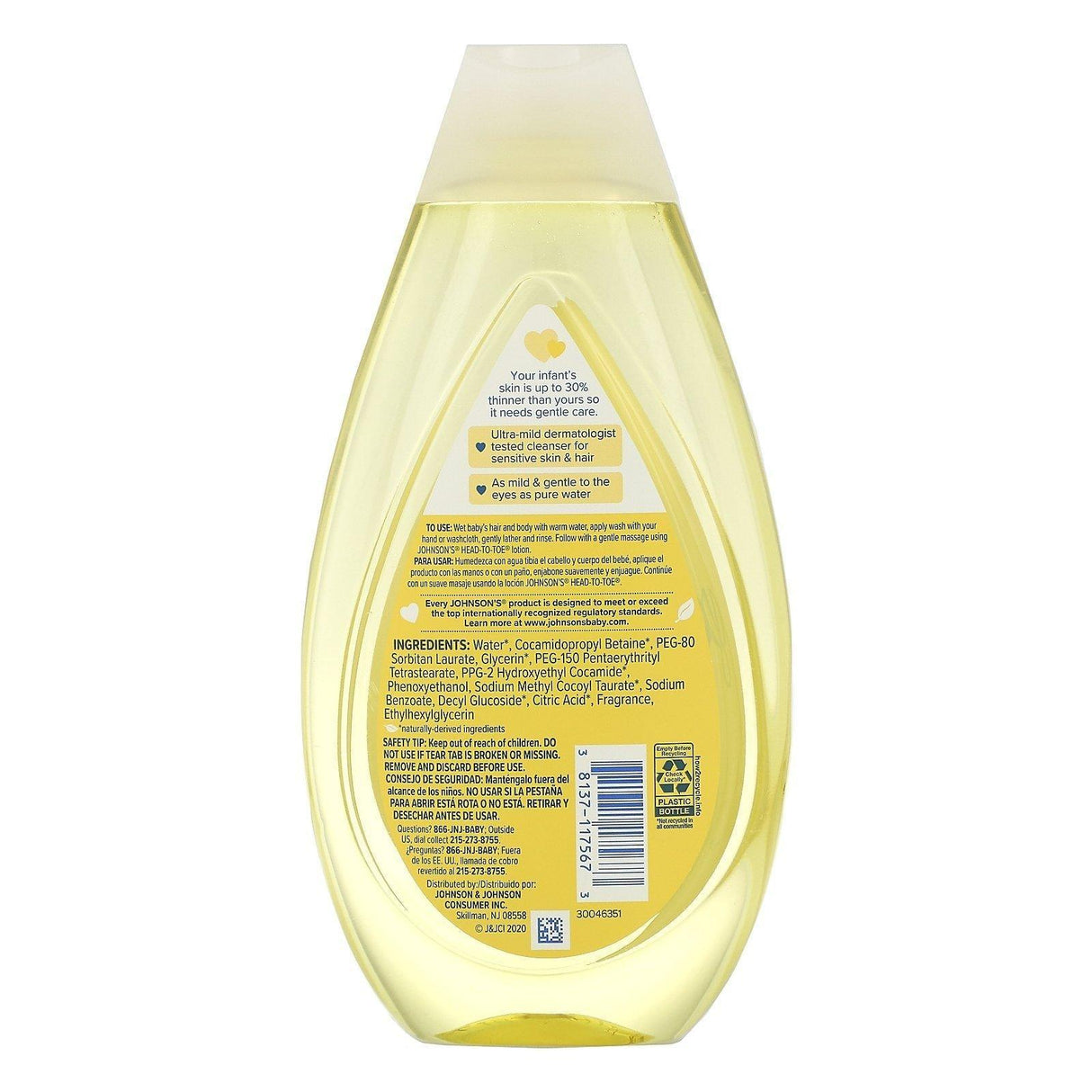 Johnson's Baby, Head-To-Toe, Wash & Shampoo, 16.9 fl oz (500 ml) - Supply Center USA