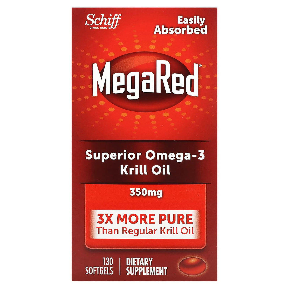 Schiff, MegaRed, Superior Omega-3 Krill Oil, 350 mg, 130 Softgels - Supply Center USA