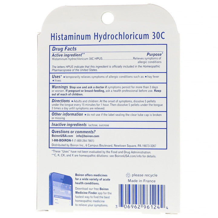 Boiron, Single Remedies, Histaminum 30C, Allergy Relief, 3 Tubes, Approx. 80 Quick-Dissolving Pellets Per Tube - HealthCentralUSA