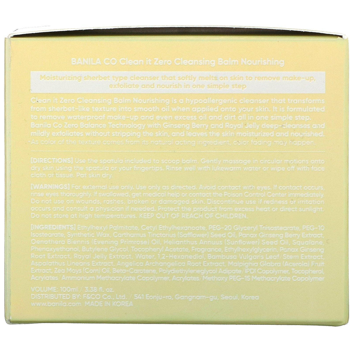 Banila Co., Clean It Zero, Cleansing Balm, Nourishing, 3.38 fl oz (100 ml) - Supply Center USA