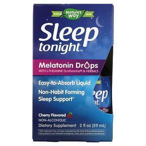 Nature's Way, Sleep Tonight, Melatonin Drops With L-Theanine & Herbals, Cherry, 2 fl oz ( 59 ml) - Supply Center USA