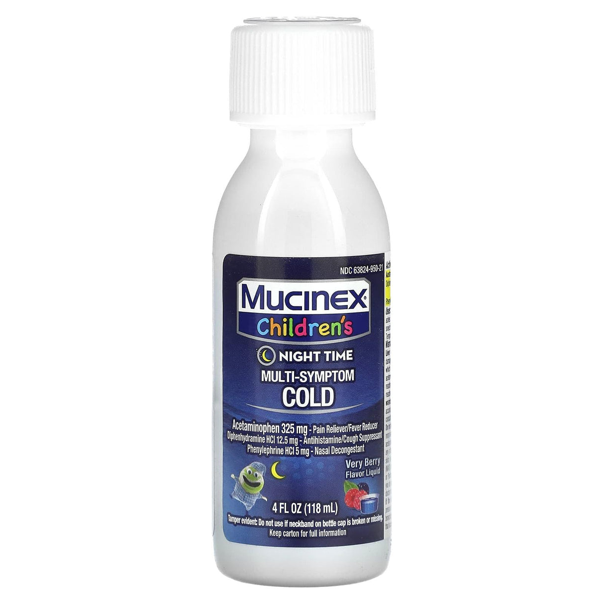 Mucinex, Children's, Multi-Symptom Cold, Night Time, Ages 6+ Yrs, Very Berry, 4 fl oz (118 ml) - Supply Center USA