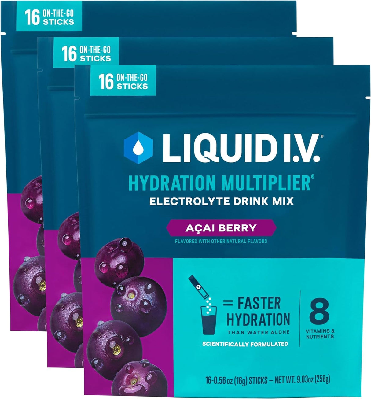 Liquid I.V.® Hydration Multiplier - Seaberry | Electrolyte Powder Drink Mix | 3 Pack (48 Servings)