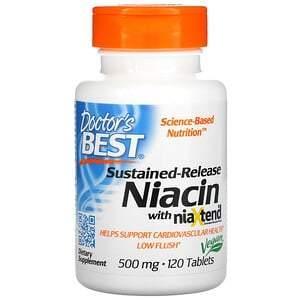 Doctor's Best, Sustained-Release Niacin with niaXtend, 500 mg, 120 Tablets - Supply Center USA