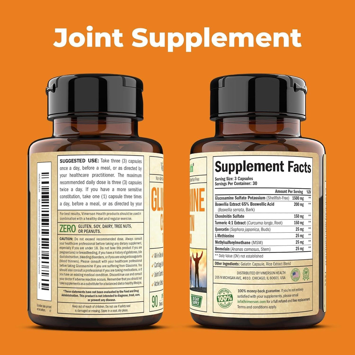 Glucosamine Chondroitin MSM Turmeric Boswellia - Joint Support Supplement. Antioxidant Properties. Helps with Inflammatory Response. Occasional Discomfort Relief for Back, Knees & Hands. 90 Capsules - Supply Center USA