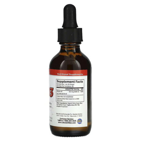 Absolute Nutrition, Vitamin D3 Drops , 2 fl oz (60 ml) - Supply Center USA