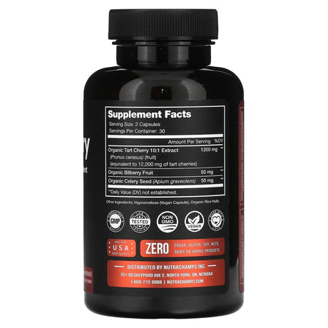 NutraChamps, Tart Cherry, 12,000 mg, 60 Vegan Capsules - Supply Center USA