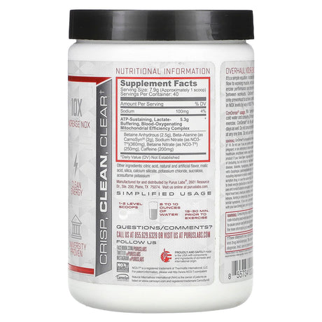 Purus Labs, ConDense, Endurance Enhancing Pre, Melonberry Cooler, 11.1 oz (316 g) - Supply Center USA