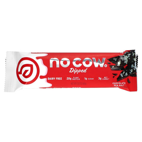 No Cow, Dipped Protein Bar, Chocolate Sea Salt, 12 Bars, 2.12 oz (60 g) Each - Supply Center USA