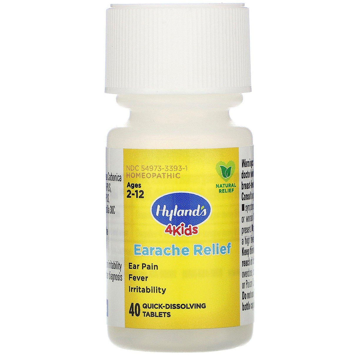 Hyland's, 4 Kids, Earache Relief, Ages 2-12, 40 Quick-Dissolving Tablets - Supply Center USA