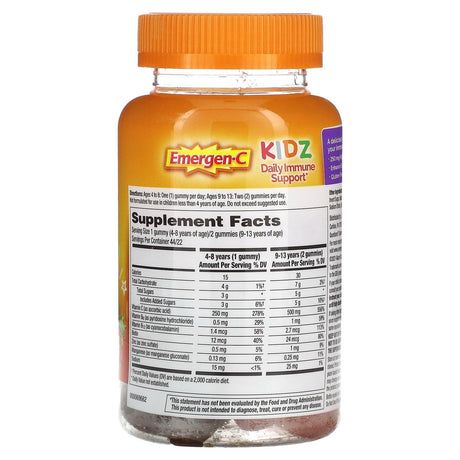 Emergen-C, Kidz, Daily Immune Support, Berry Bash, 250 mg , 44 Gummies - Supply Center USA