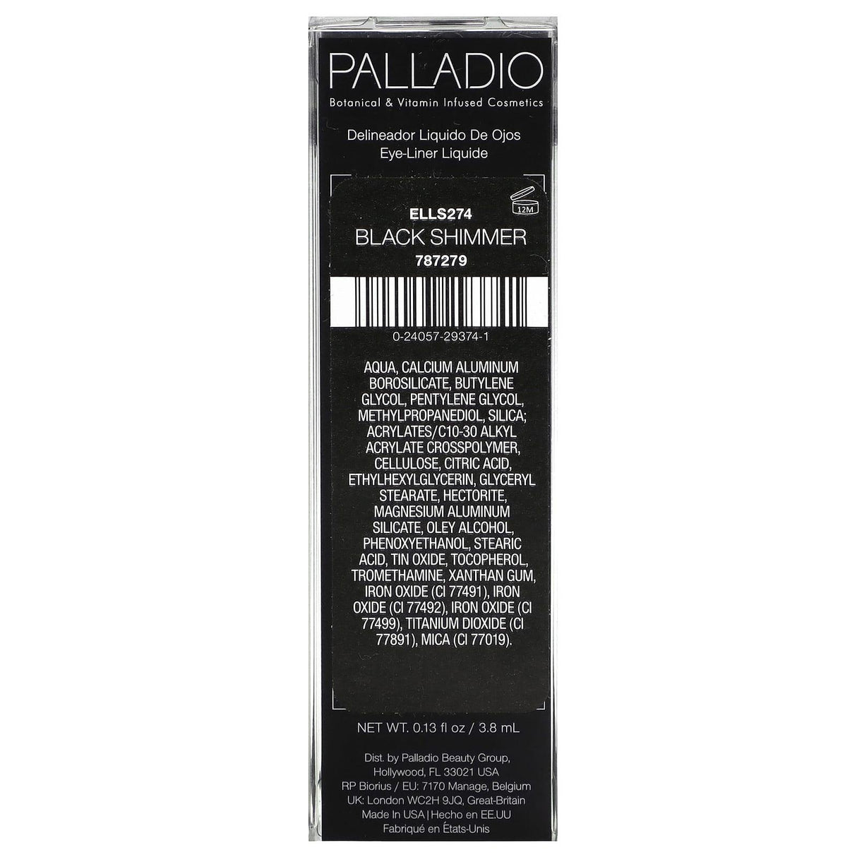 Palladio, Liquid Eyeliner, Black Shimmer ELLS274, 0.13 fl oz (3.8 ml) - Supply Center USA