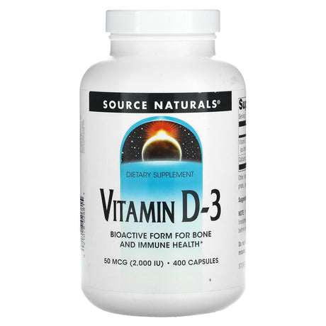 Source Naturals, Vitamin D-3, 50 mcg (2,000 IU), 400 Capsules - Supply Center USA