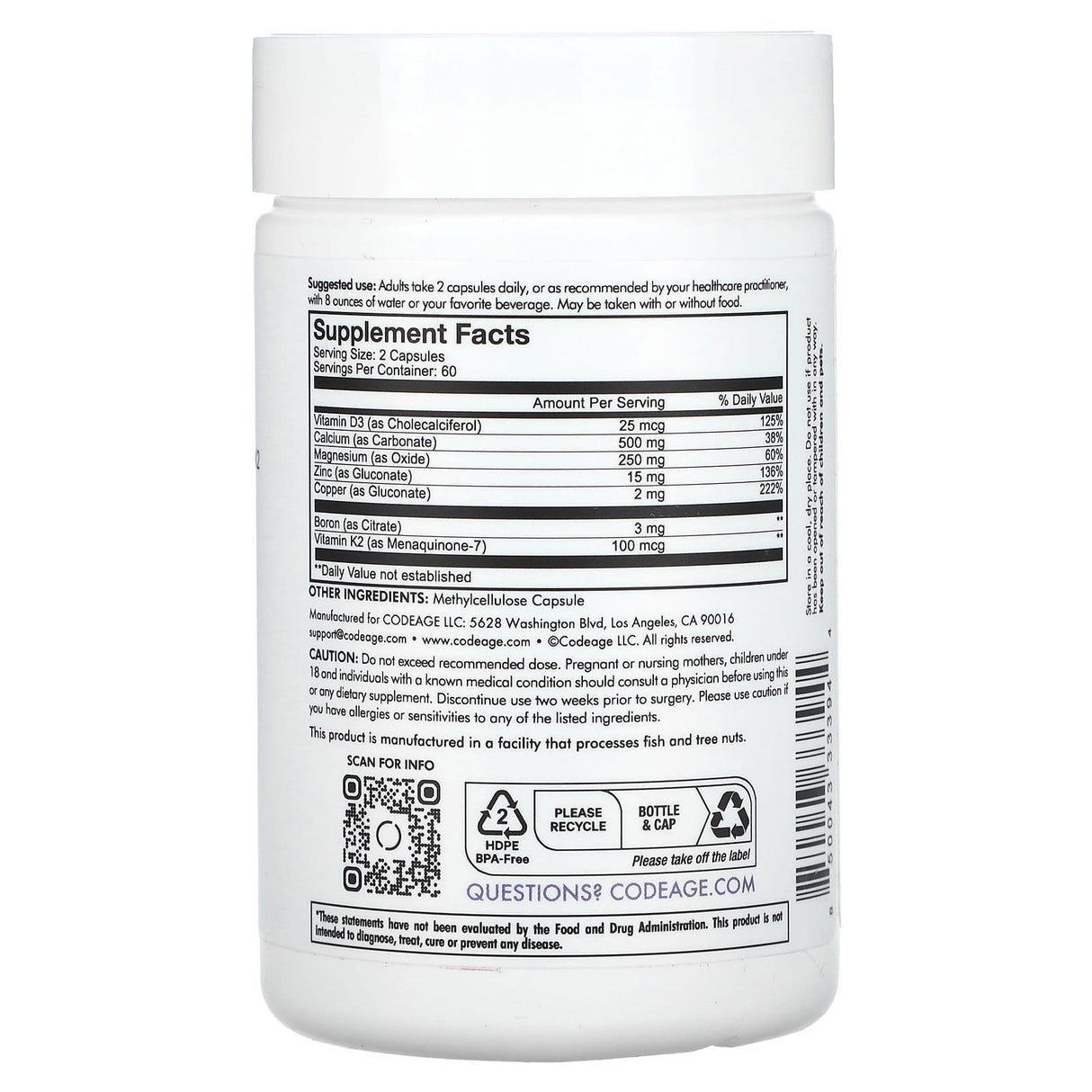 Codeage, Calcium Pro+, 120 Capsules - Supply Center USA