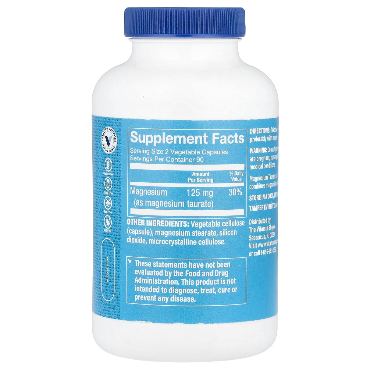 The Vitamin Shoppe, Magnesium Taurate, 180 Vegetable Capsules - Supply Center USA