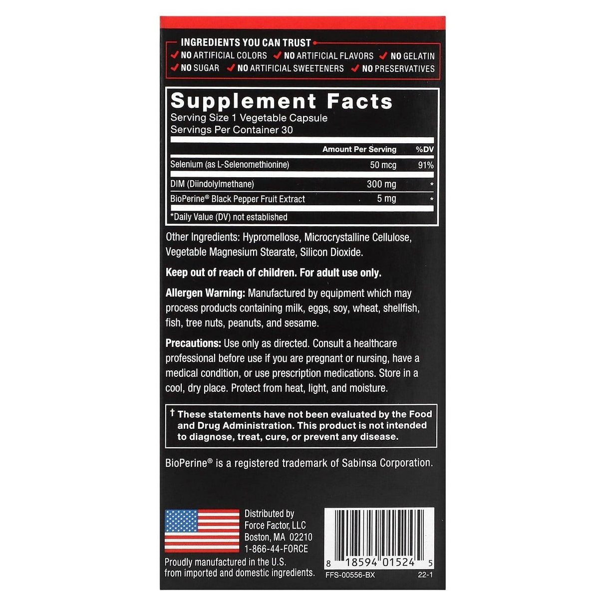 Force Factor, Fundamentals DIM Diindolylmethane, 30 Vegetable Capsules - Supply Center USA