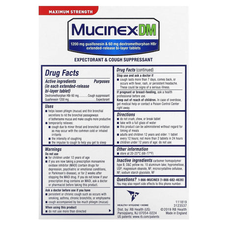 Mucinex, DM, Maximum Strength, 14 Extended-Release Bi-Layer Tablets - Supply Center USA