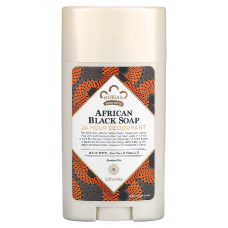 Nubian Heritage, 24 Hour Deodorant, African Black Soap, 2.25 oz (64 g) - Supply Center USA