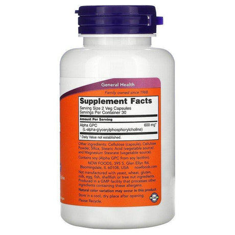 Now Foods, Alpha GPC, 300 mg, 60 Veg Capsules - Supply Center USA